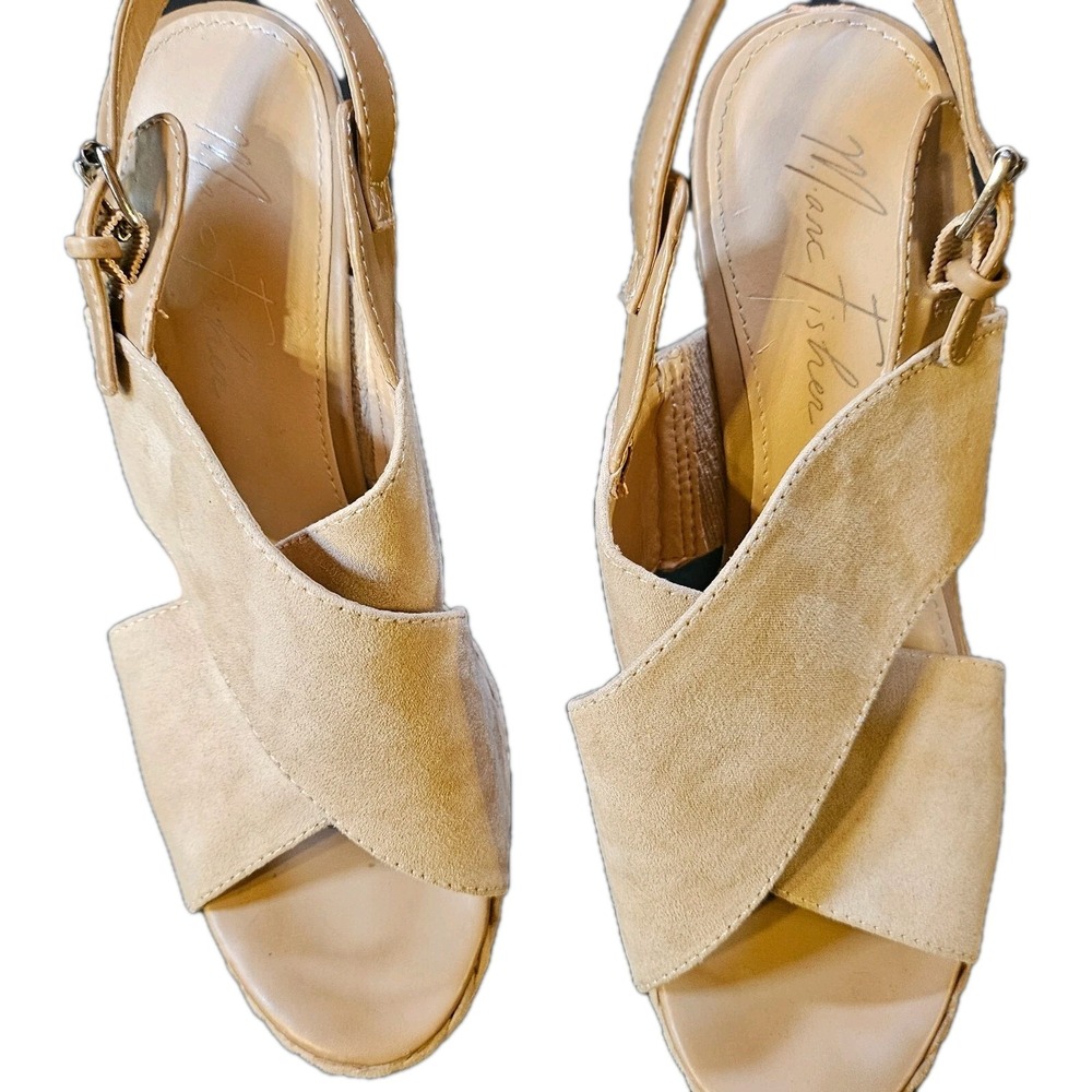 Marc FisherSZ 7.5 Suede Cross Band Womens Wedge Casual Workwear Career Party
